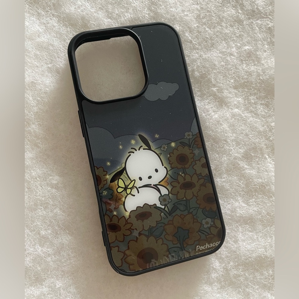 Pochacco Sanrio iPhone 16 pro Black Phone Case